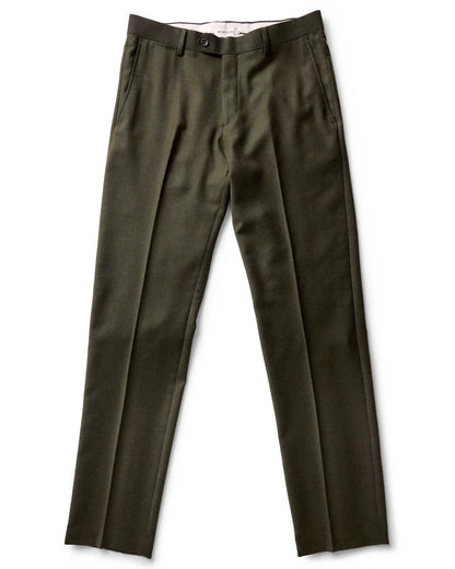 The Stevens Trouser in Black Olive Wool Flannel