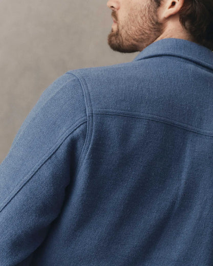 The Kenne Shirt Jacket in Blue Fog Cotton Wool Crepe
