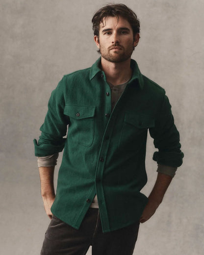 The Maritime Shirt Jacket in Dark Forest Moleskin Twill