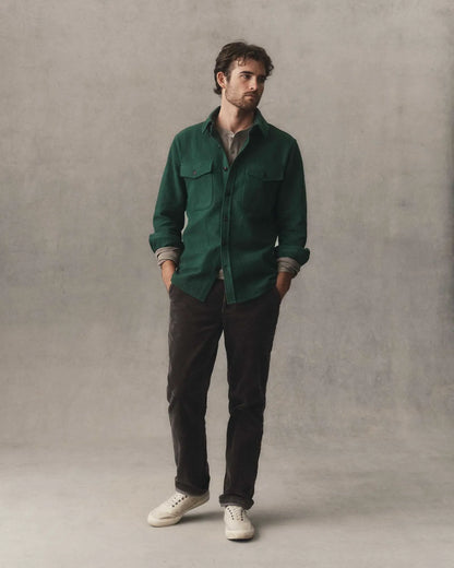 The Maritime Shirt Jacket in Dark Forest Moleskin Twill