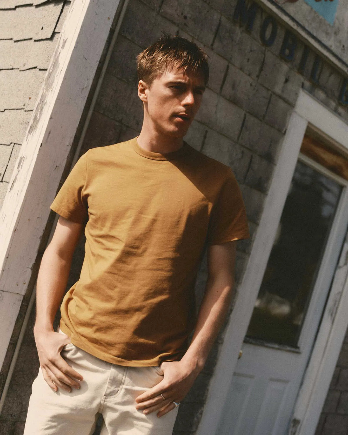 The Regenerative Cotton Tee in Saffron