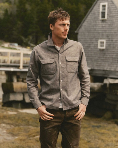 The Shore Shirt in Driftwood Portuguese Mouline Flannel