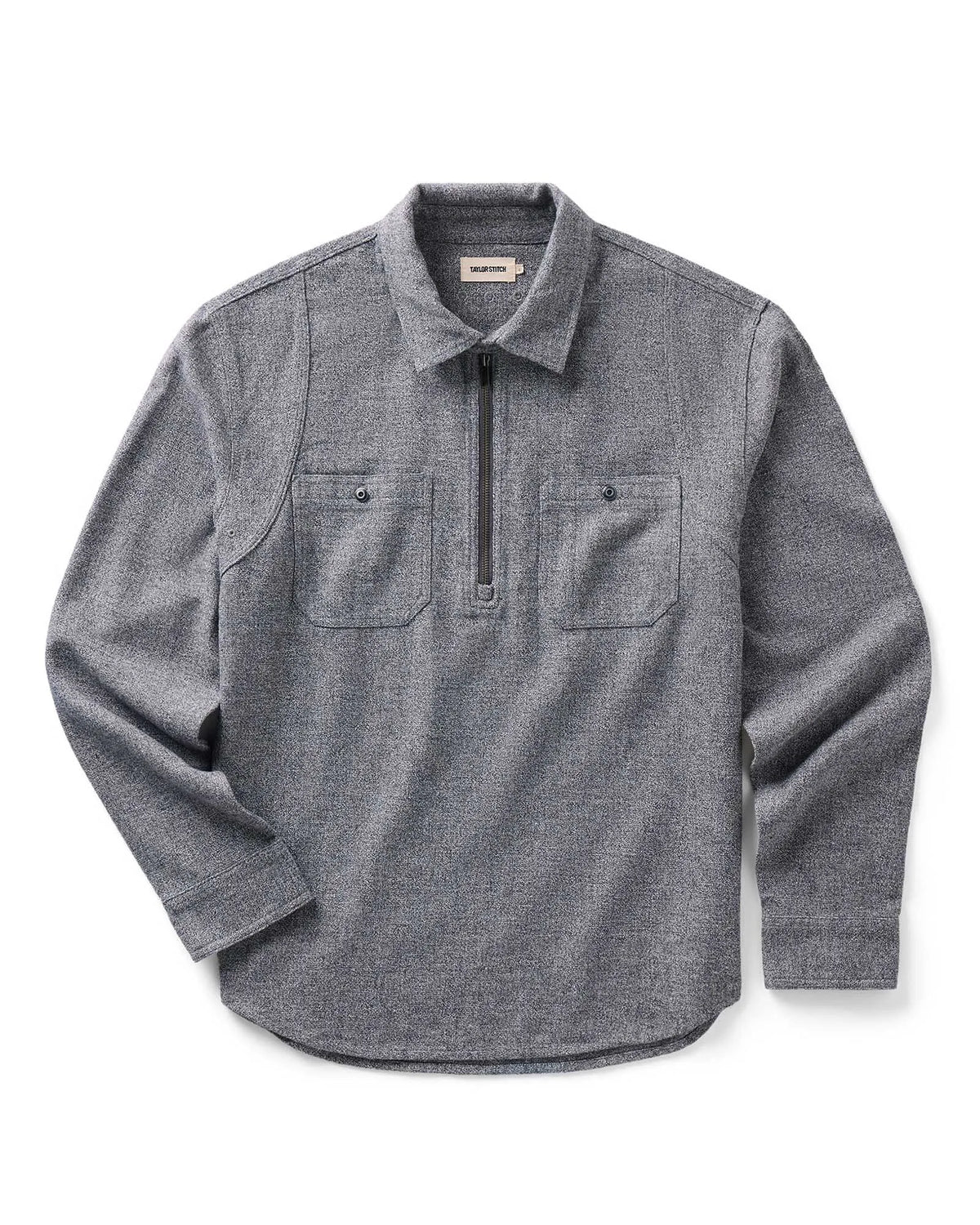 The Tiller Half Zip in Greyscale Hemp Jaspe
