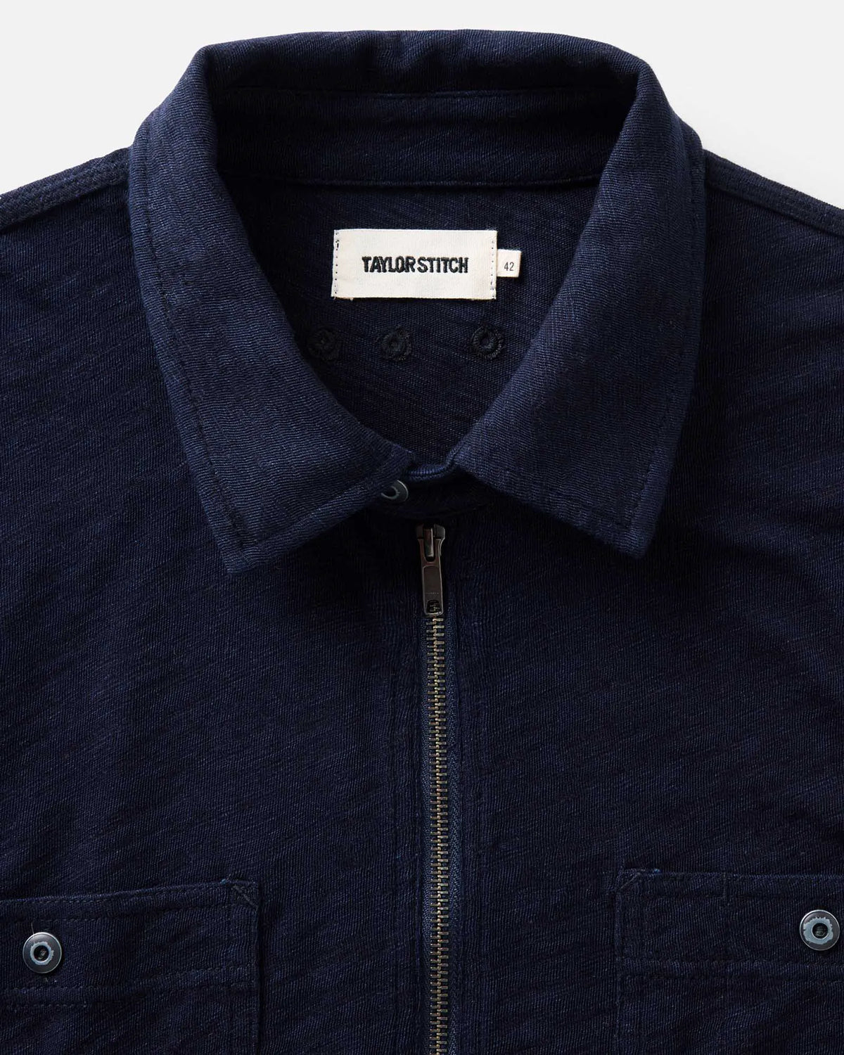 The Tiller Half Zip in Rinsed Indigo Slub
