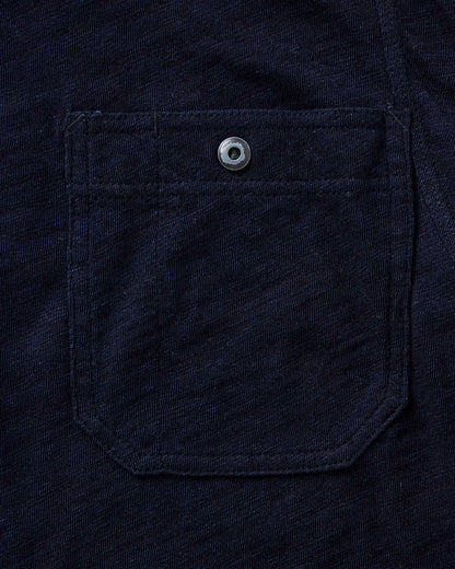 The Tiller Half Zip in Rinsed Indigo Slub
