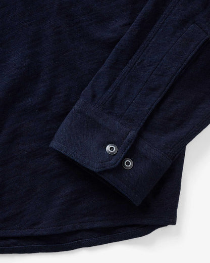 The Tiller Half Zip in Rinsed Indigo Slub