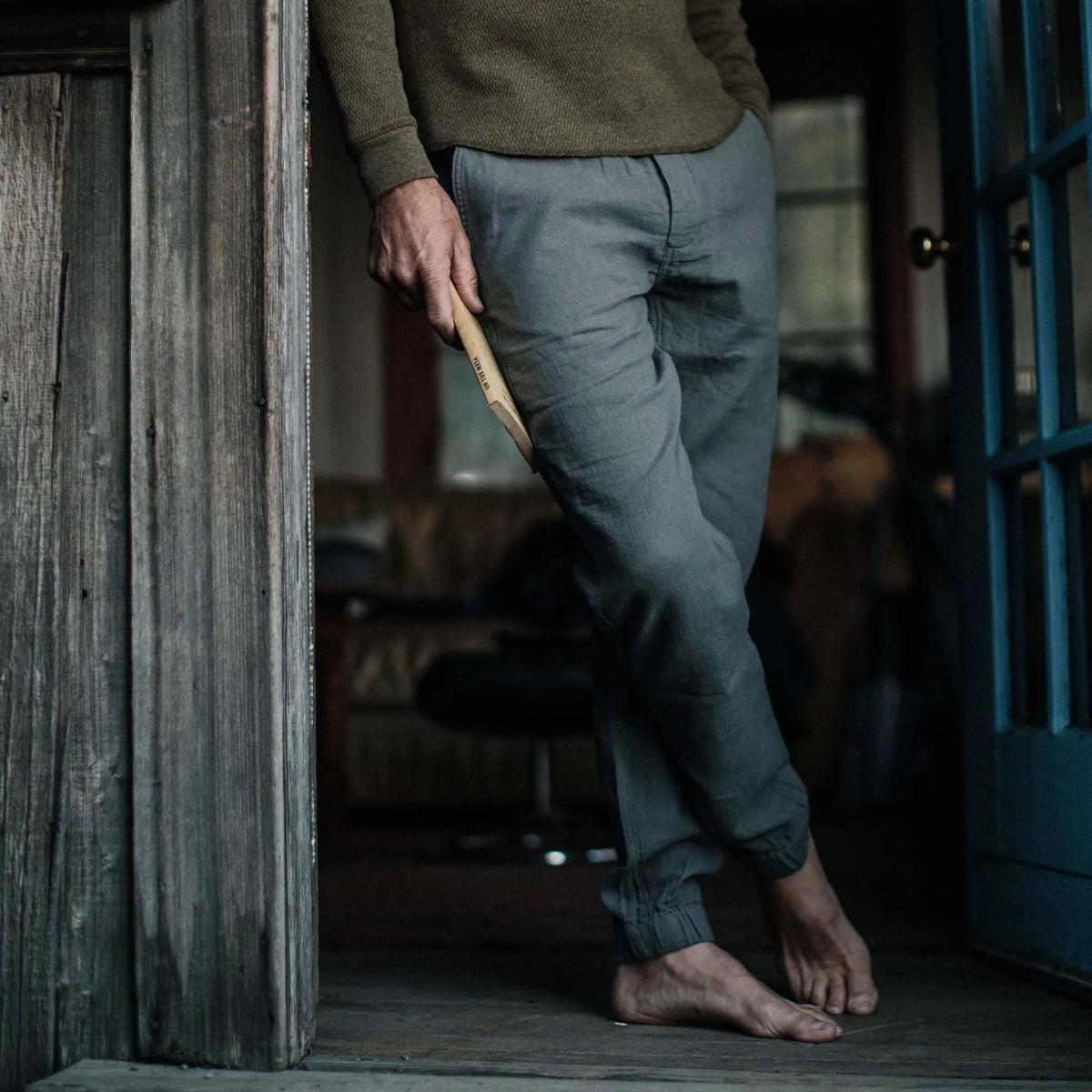 The Apres Pant in Charcoal Double Cloth ('21)