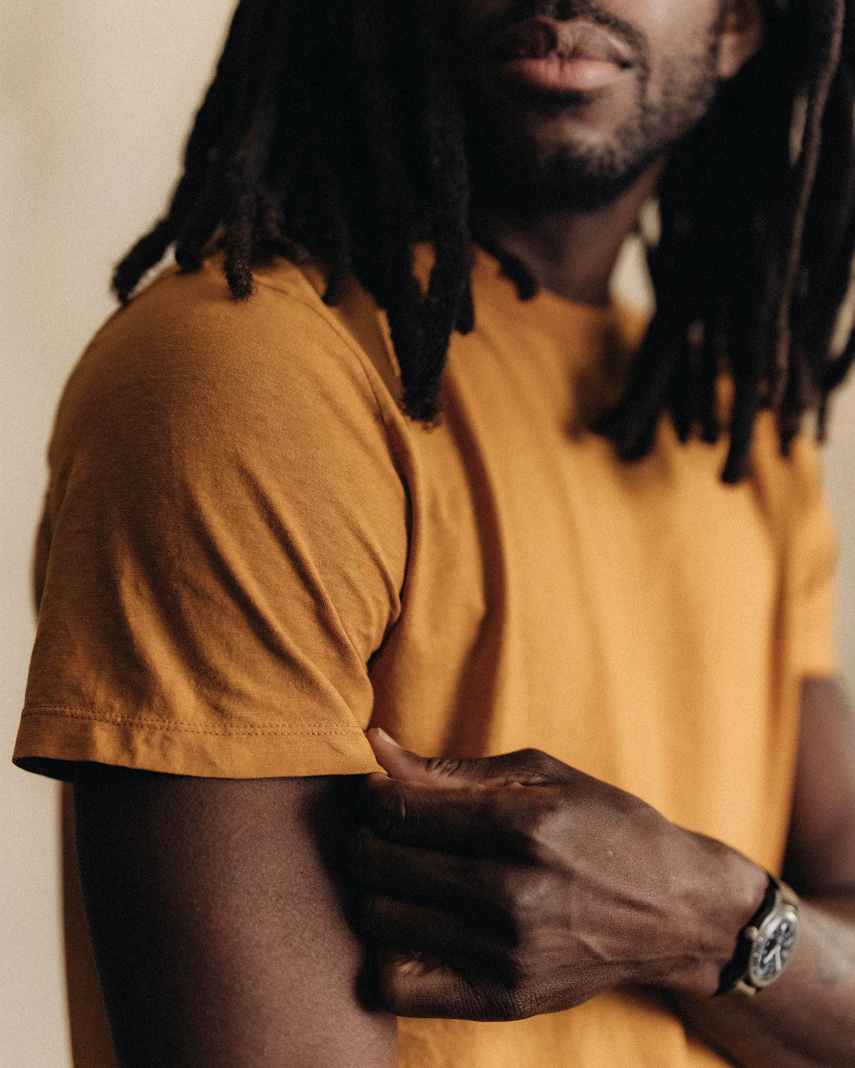 The Cotton Hemp Tee in Saffron