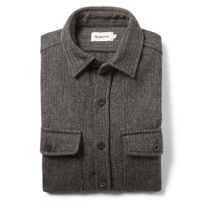 The Explorer Shirt in Coal Herringbone Wool