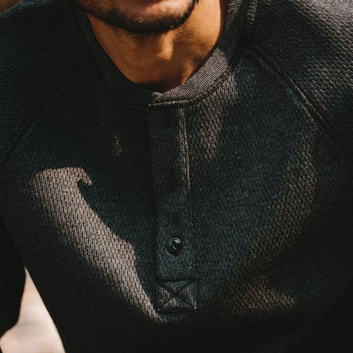 The Heavy Bag Waffle Henley in Coal