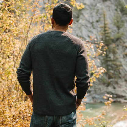 The Heavy Bag Waffle Henley in Coal