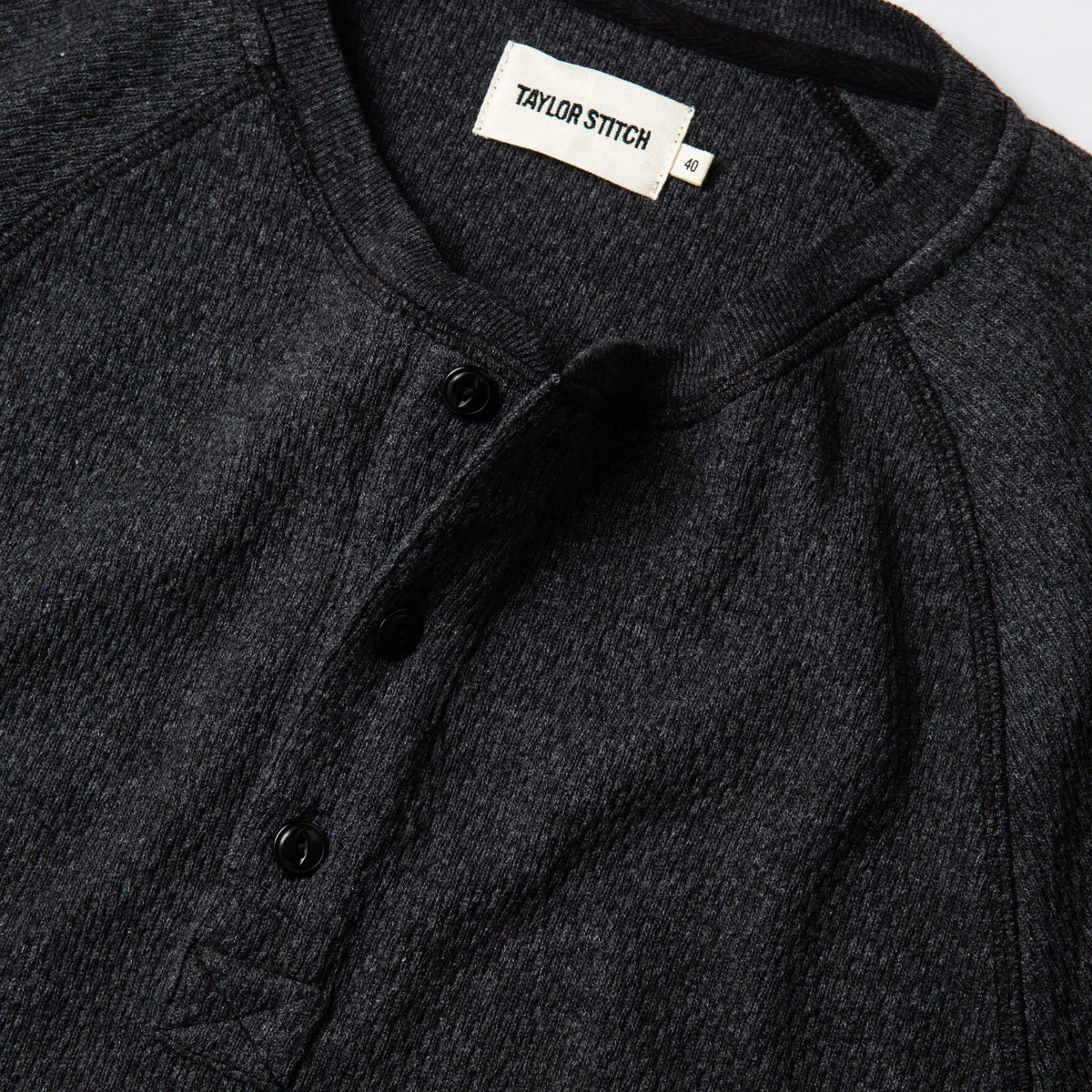 The Heavy Bag Waffle Henley in Coal