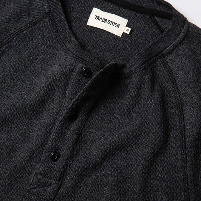 The Heavy Bag Waffle Henley in Coal
