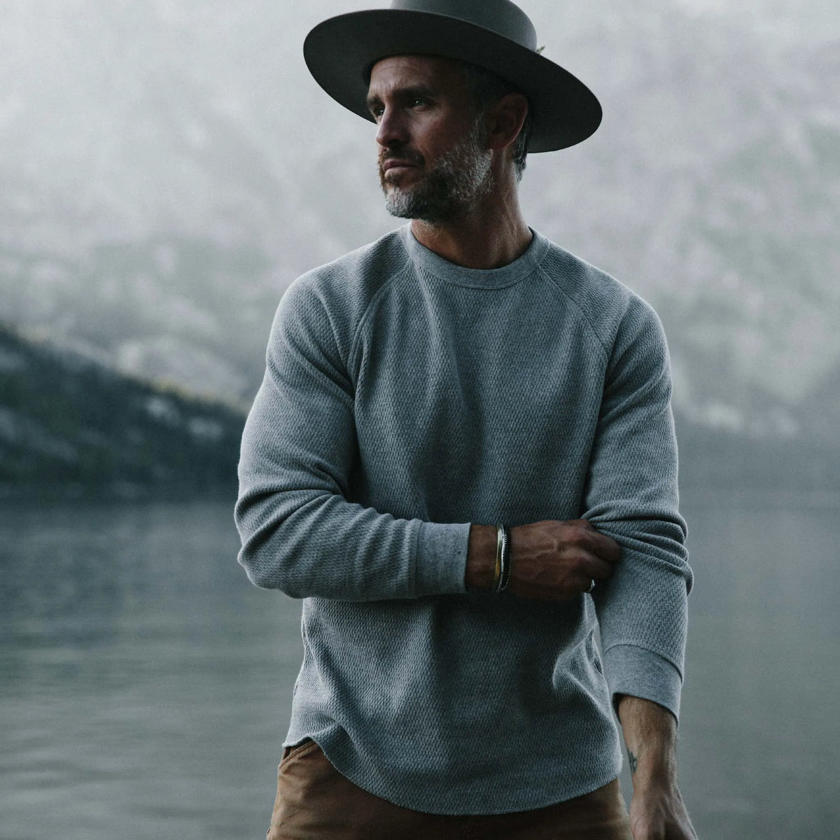 The Heavy Bag Waffle Crewneck in Aluminum