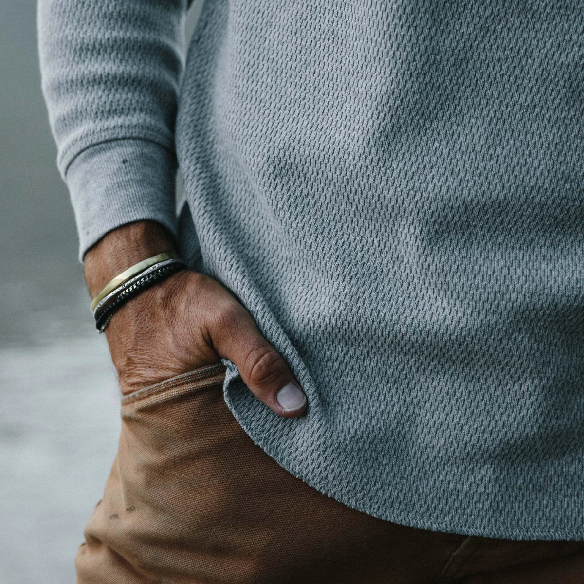 The Heavy Bag Waffle Crewneck in Aluminum