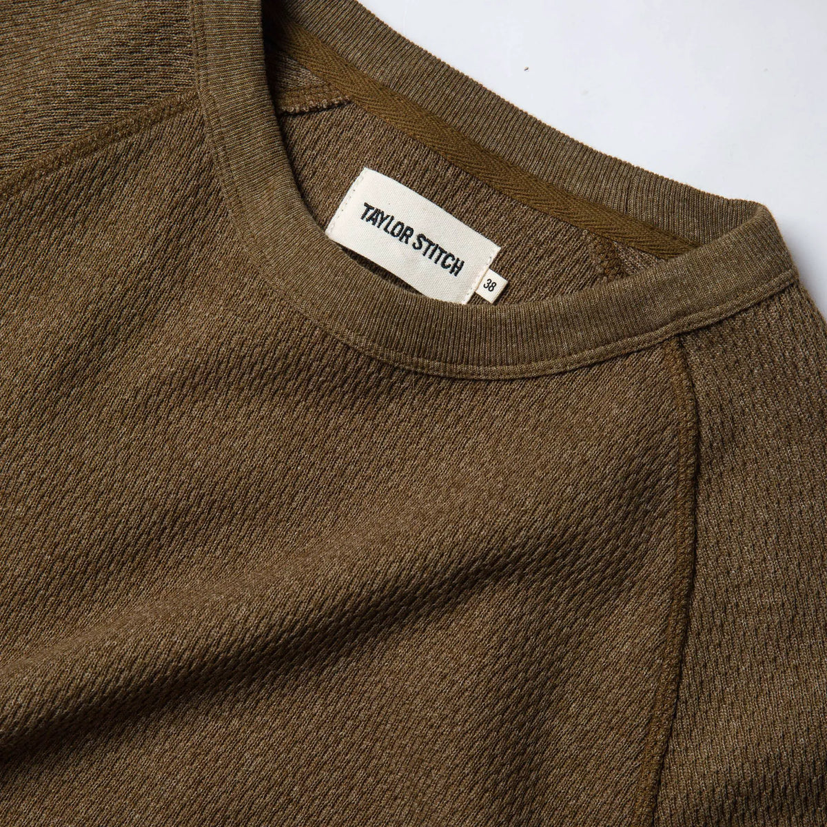 The Heavy Bag Waffle Crewneck in Olive