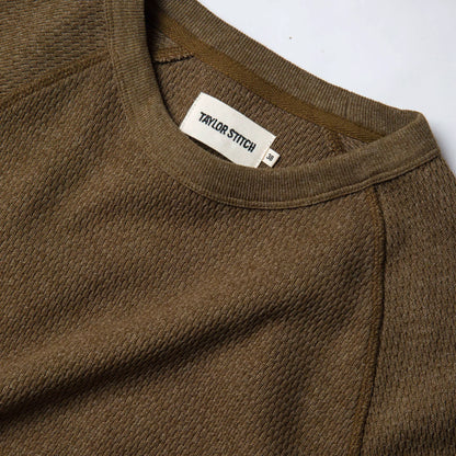 The Heavy Bag Waffle Crewneck in Olive