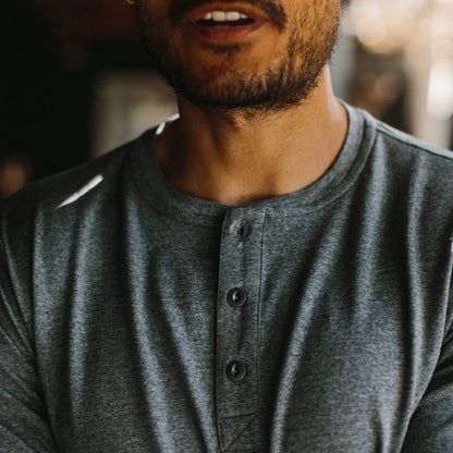 The Merino Henley in Heather Blue