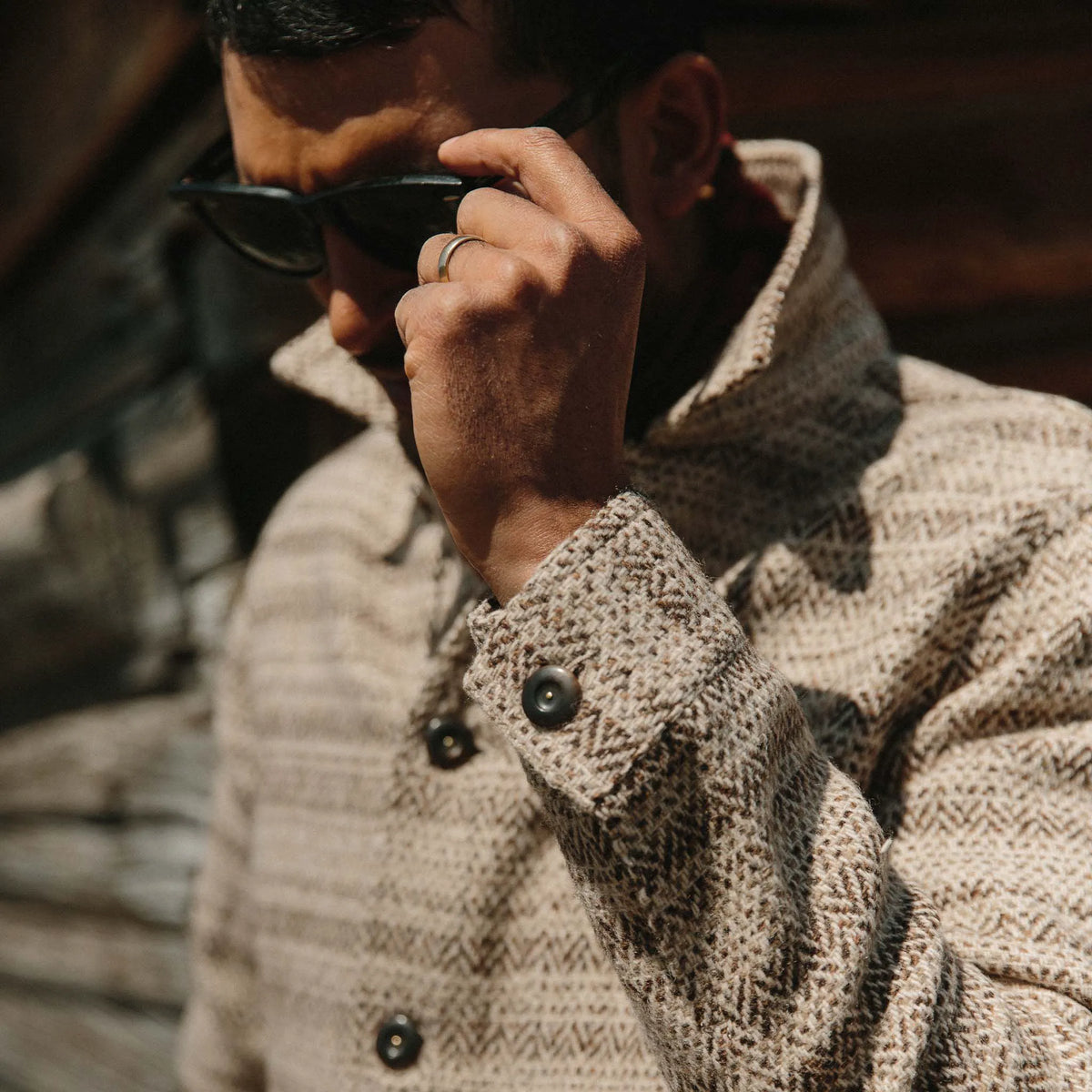 The Ojai Jacket in Espresso Herringbone Wool