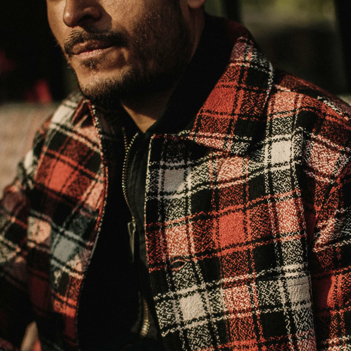 The Ojai Jacket in Garnet Plaid Wool