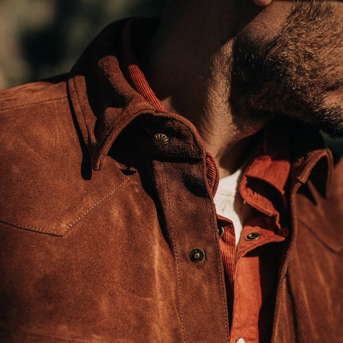The Western Shirt in Espresso Suede