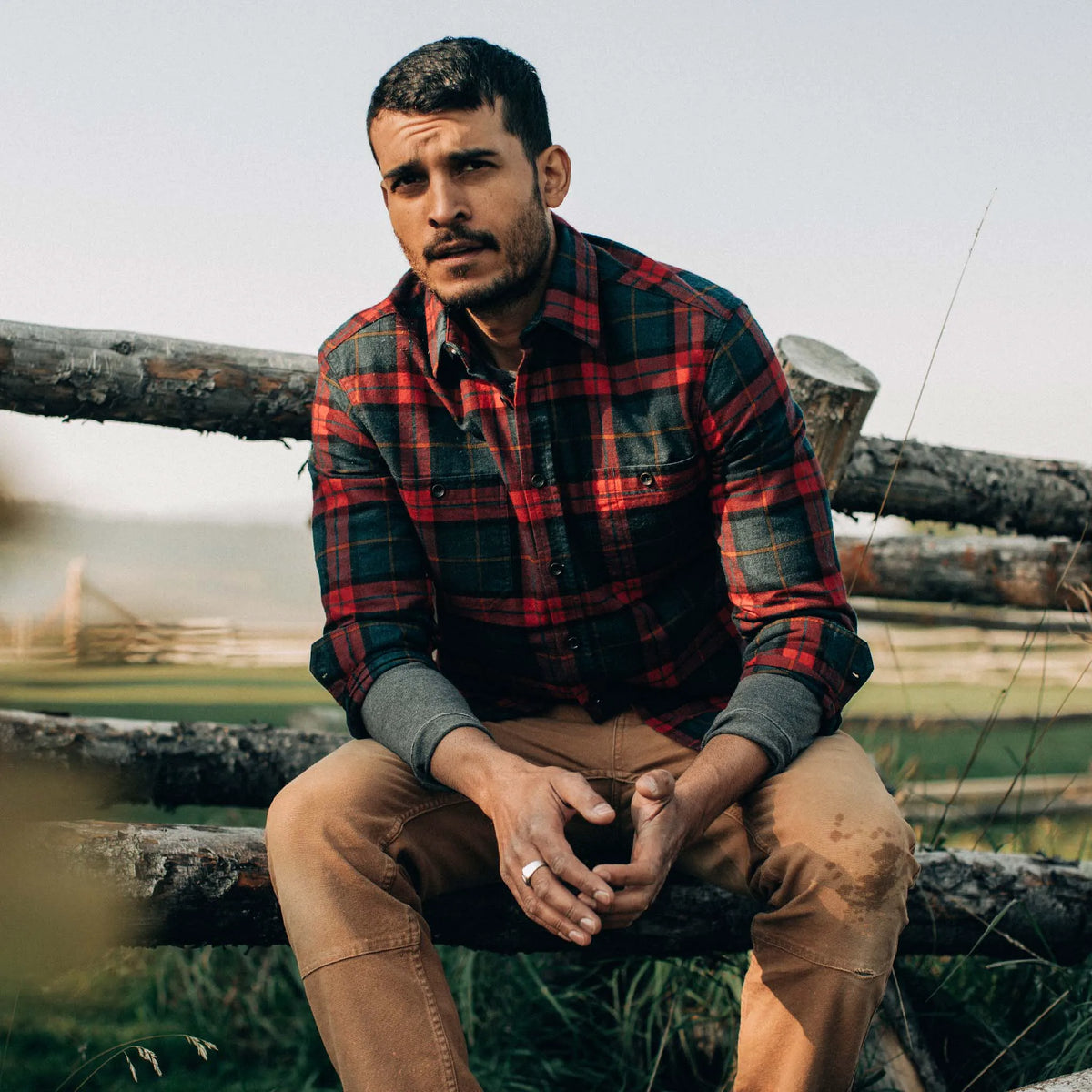 The Utility Shirt in Brushed Red Plaid
