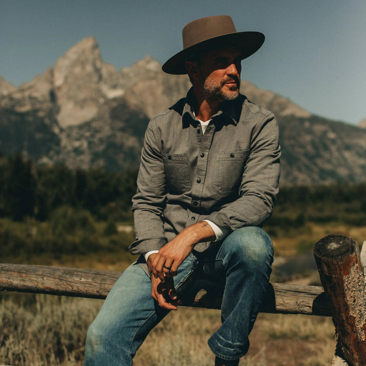The Utility Shirt in Slate Broken Herringbone