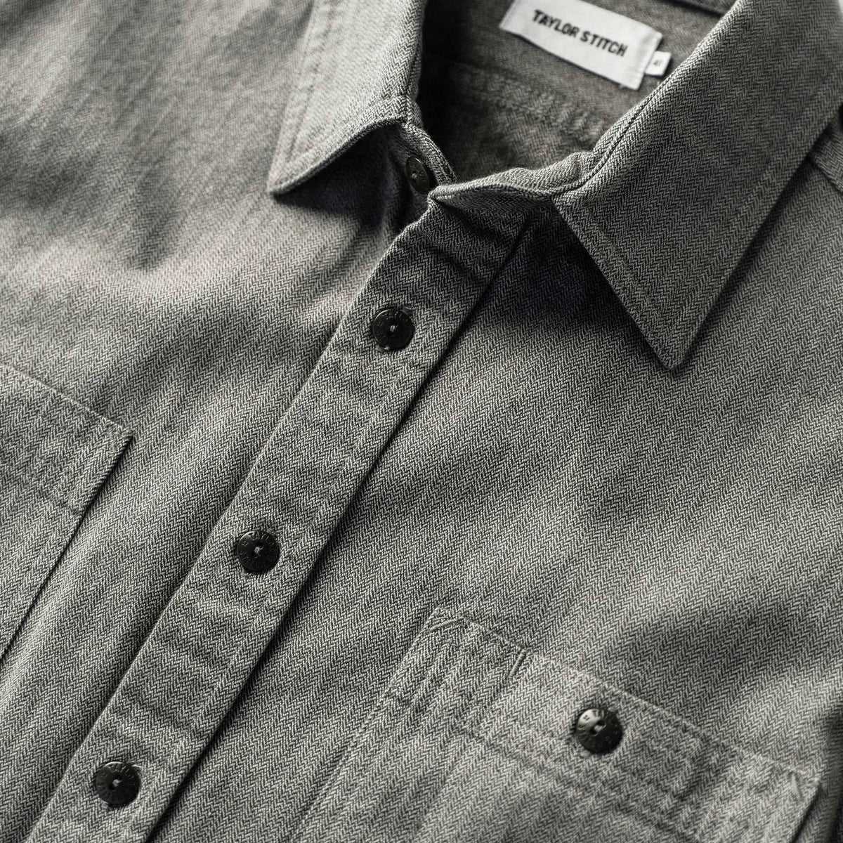 The Utility Shirt in Slate Broken Herringbone