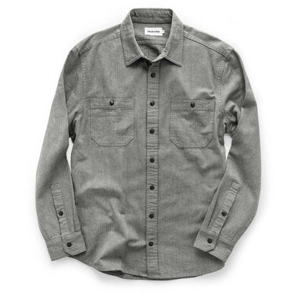 The Utility Shirt in Slate Broken Herringbone