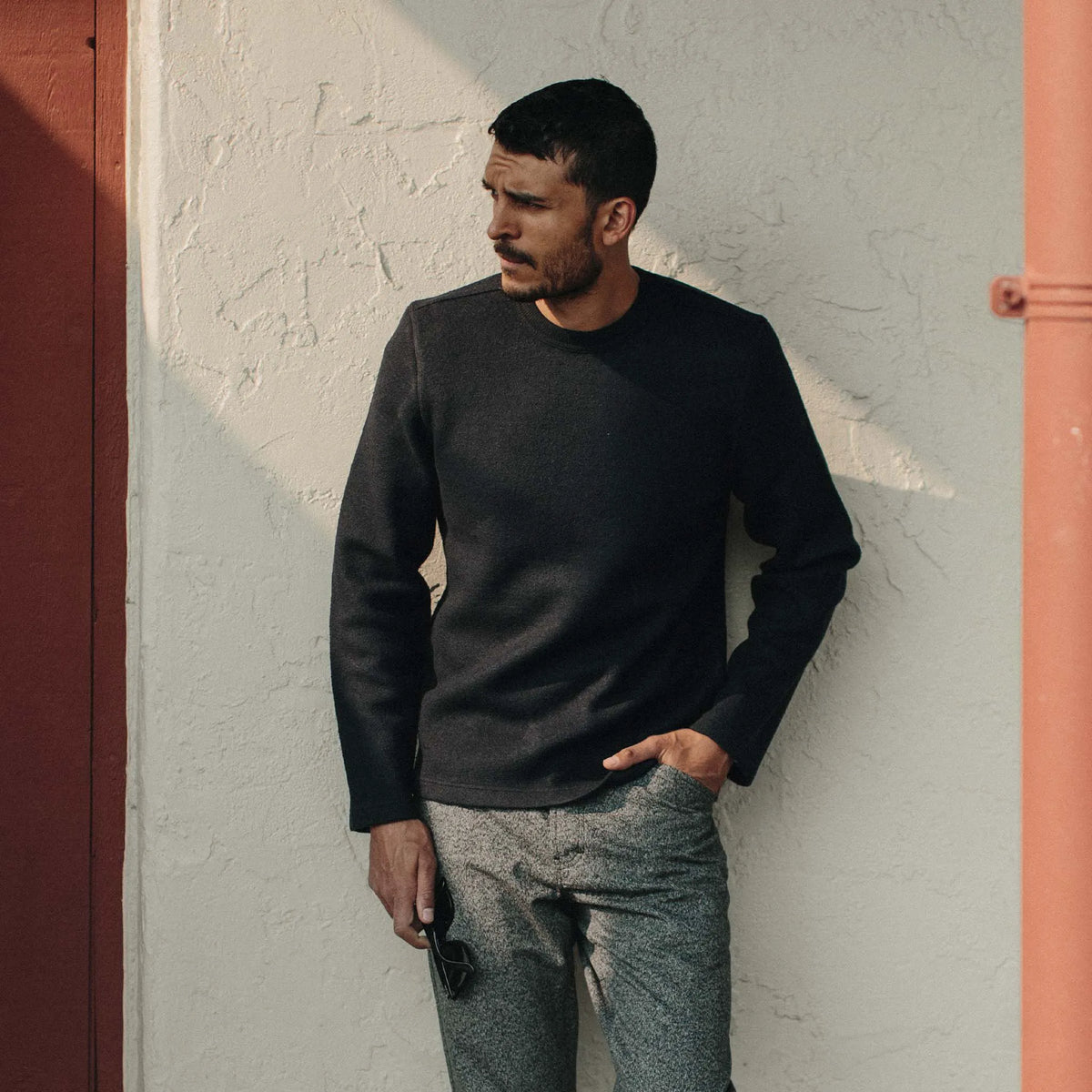 The Weekend Crewneck in Navy Boiled Wool