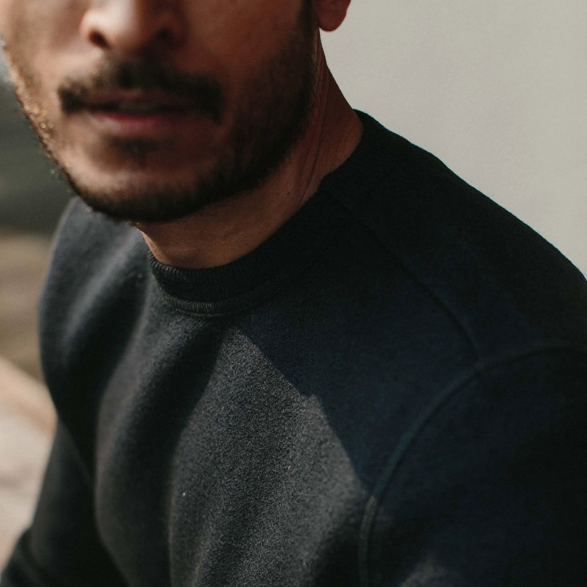 The Weekend Crewneck in Navy Boiled Wool