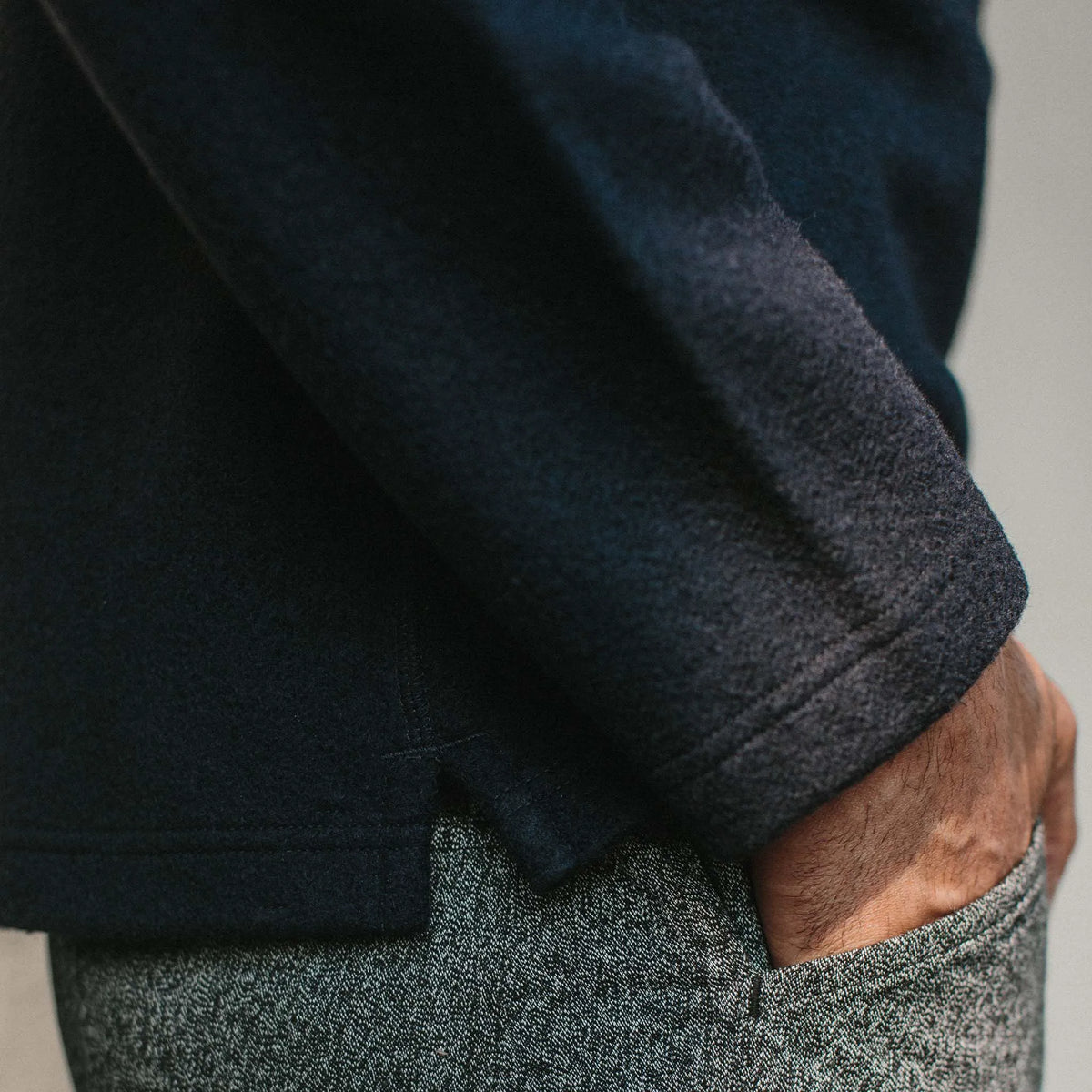 The Weekend Crewneck in Navy Boiled Wool