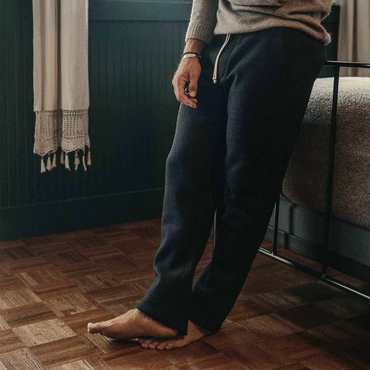 The Weekend Pant in Navy Boiled Wool