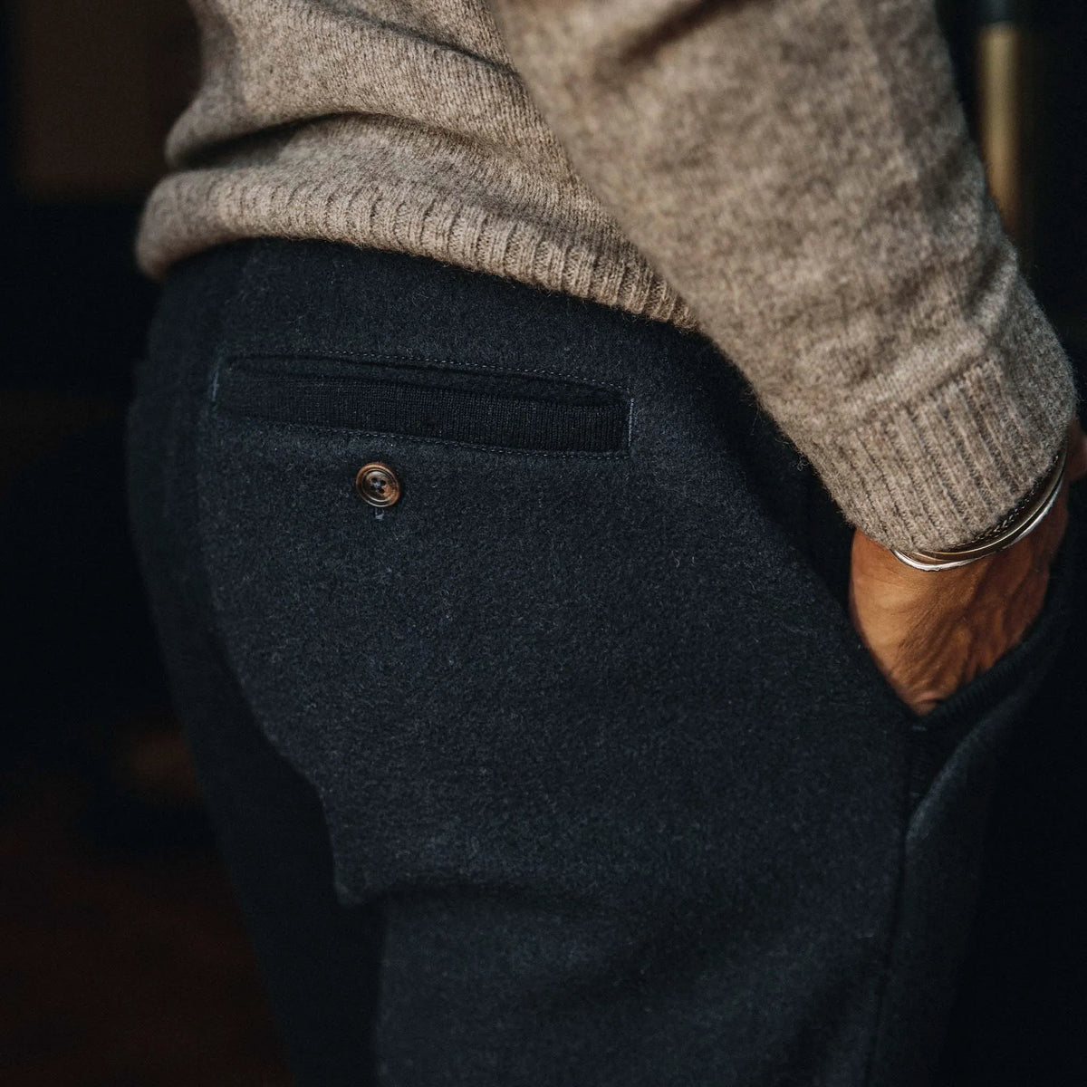 The Weekend Pant in Navy Boiled Wool