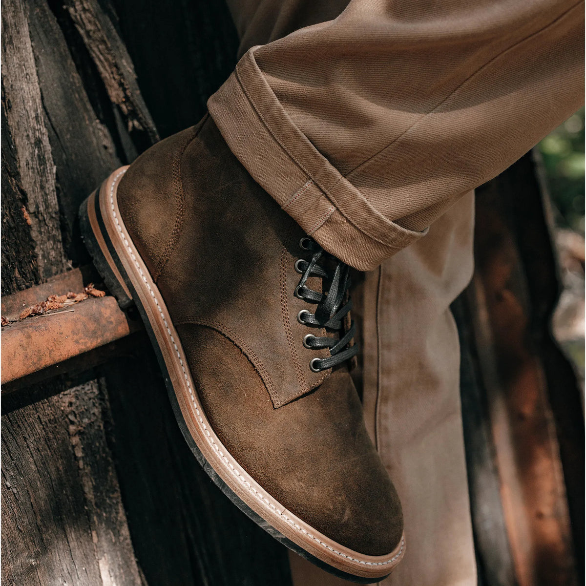 The Democratic All Day Pant in Washed Tobacco Selvage