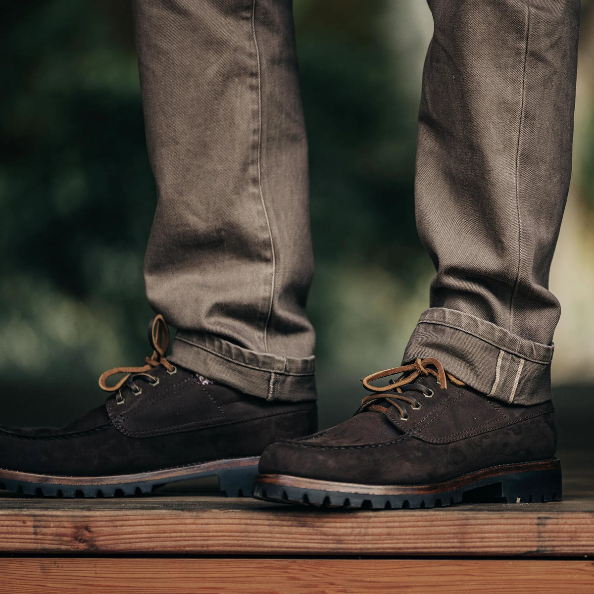 The Democratic All Day Pant in Washed Walnut Selvage