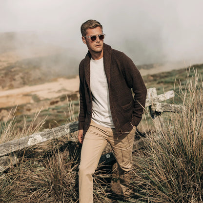 The Headland Shawl Cardigan in Marled Chocolate