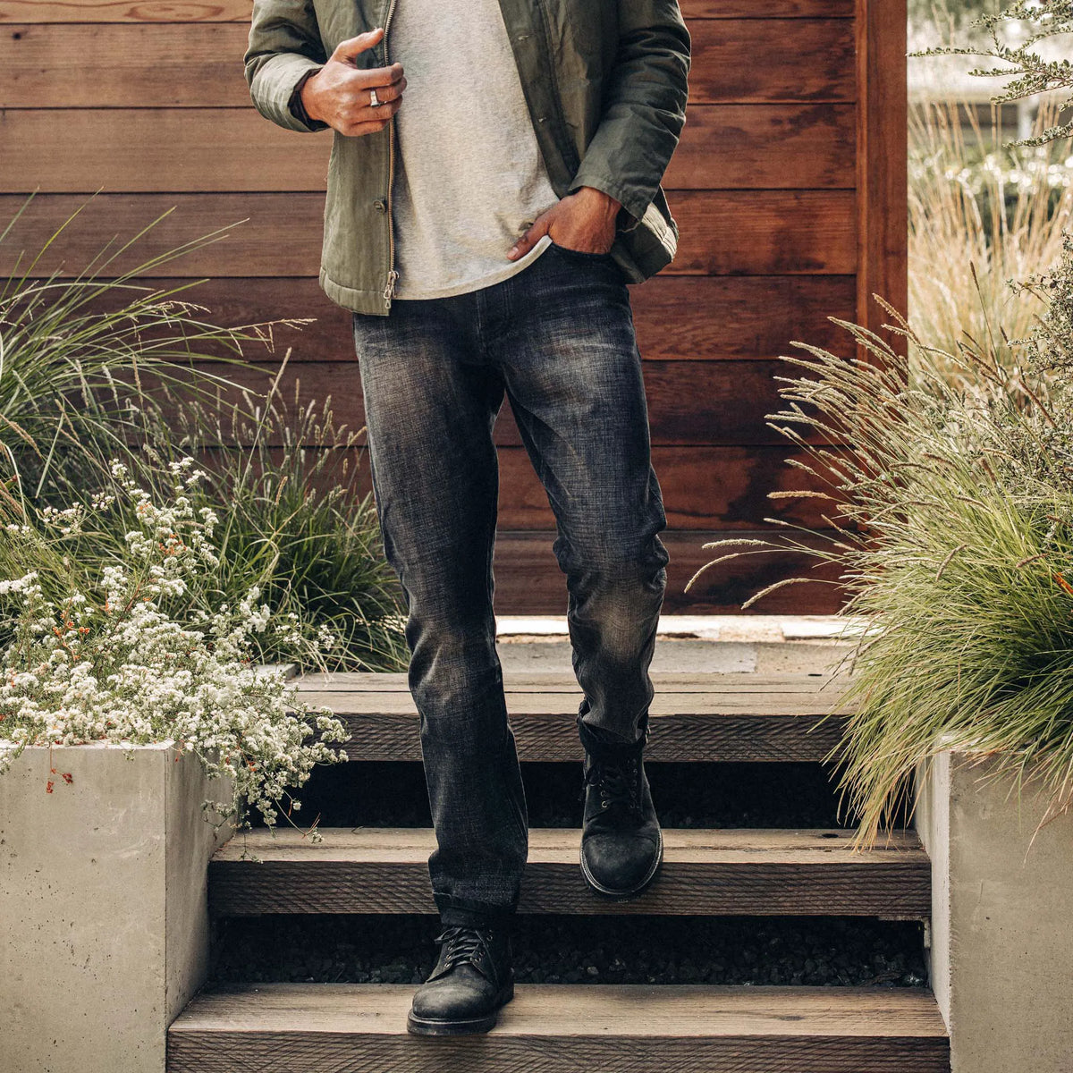 The Moto Boot in Black Weatherproof Nubuck