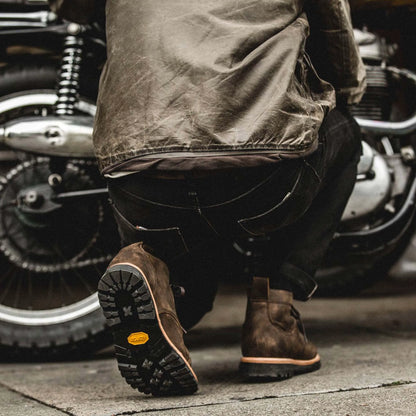 The Moto Boot in Espresso Grizzly