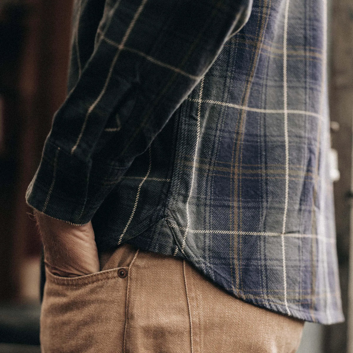 The Moto Utility Shirt in Shale Plaid