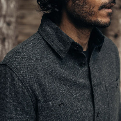 The Service Shirt in Olive Melange Wool