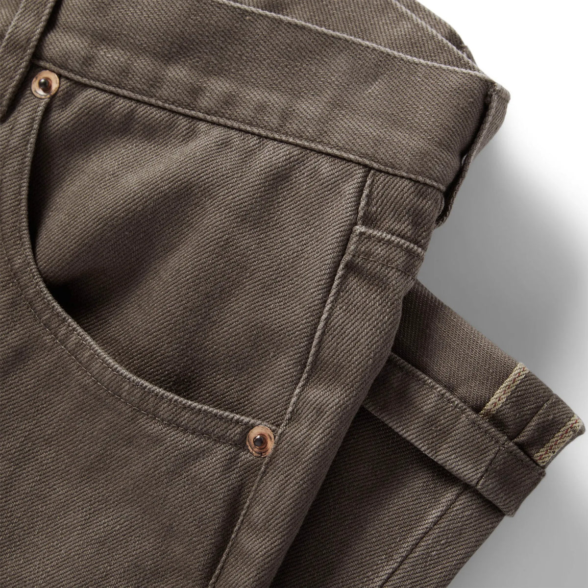 The Slim All Day Pant in Washed Walnut Selvage