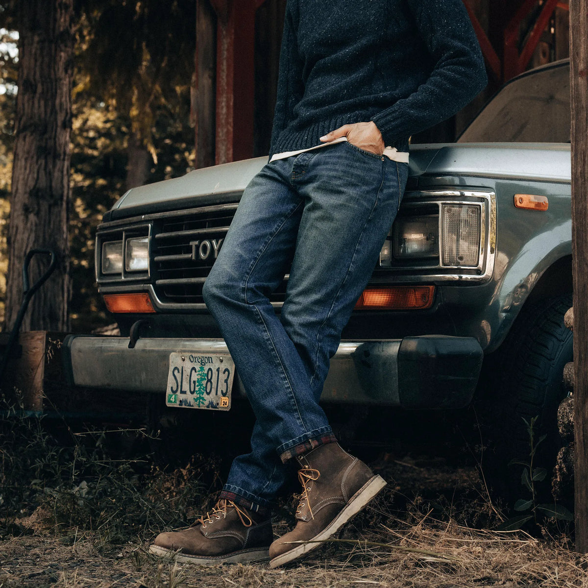 The Slim Brushed Back Jean in Sawyer Wash Organic Selvage