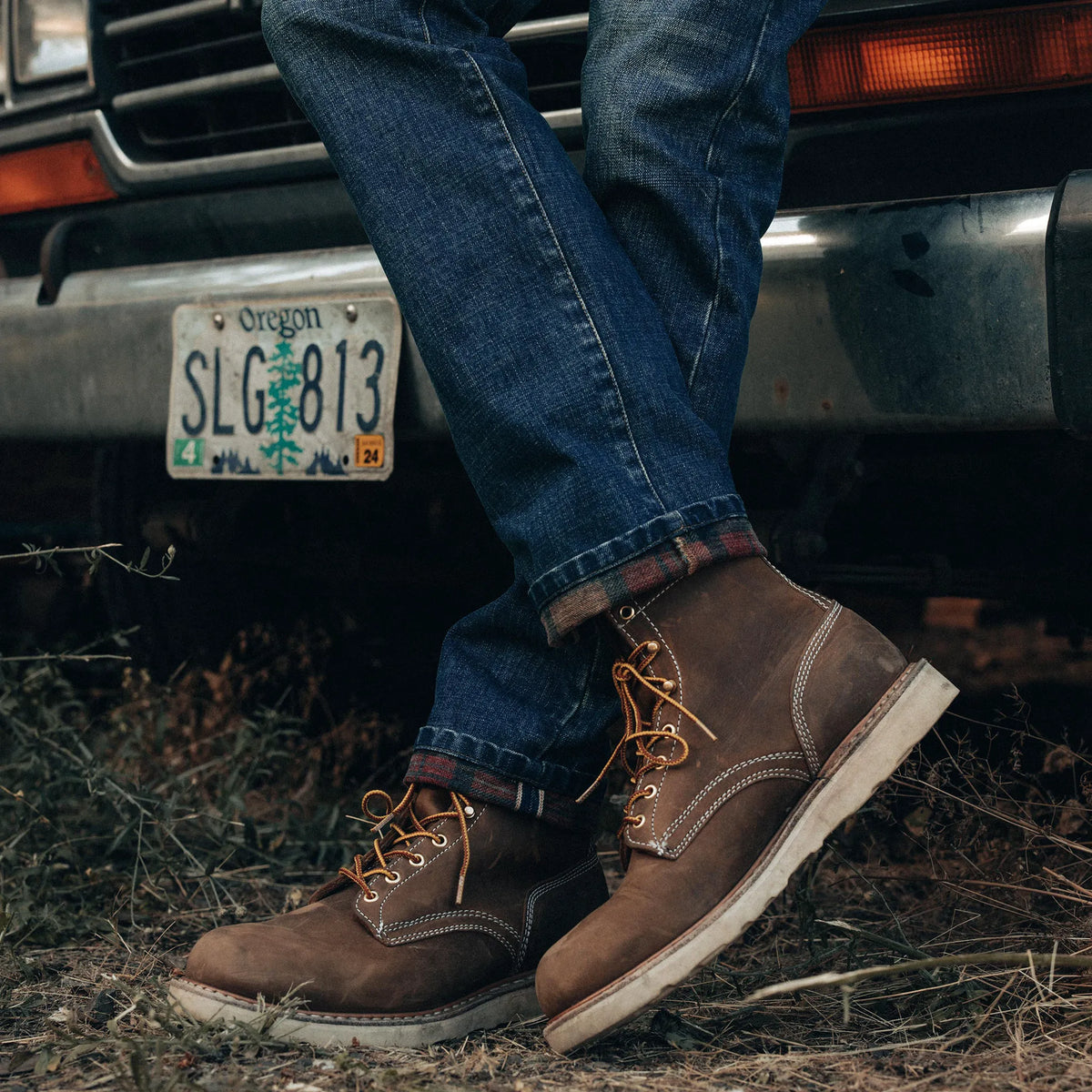 The Slim Brushed Back Jean in Sawyer Wash Organic Selvage