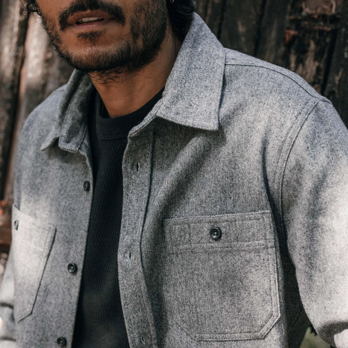The Utility Shirt in Ash Donegal Wool