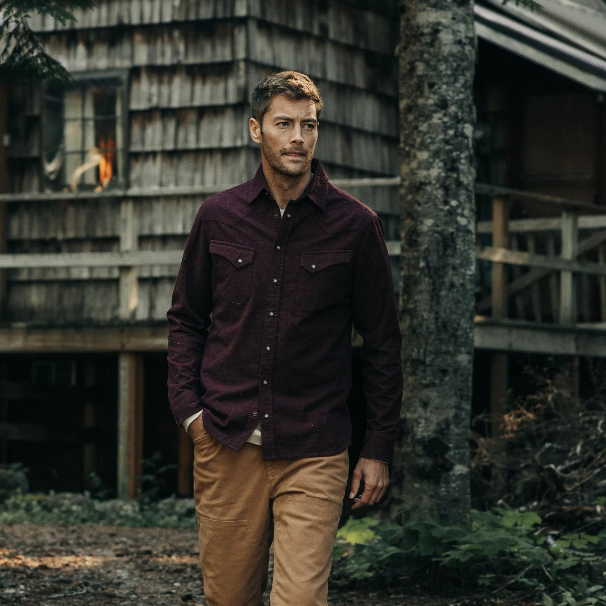 The Western Shirt in Nutmeg Donegal