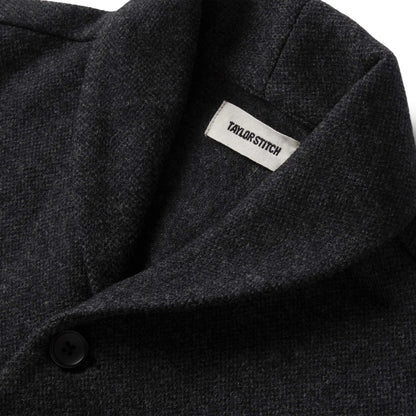 The Weekend Cardigan in Charcoal Herringbone Wool