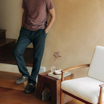 The Weekend Pant in Charcoal Herringbone Wool
