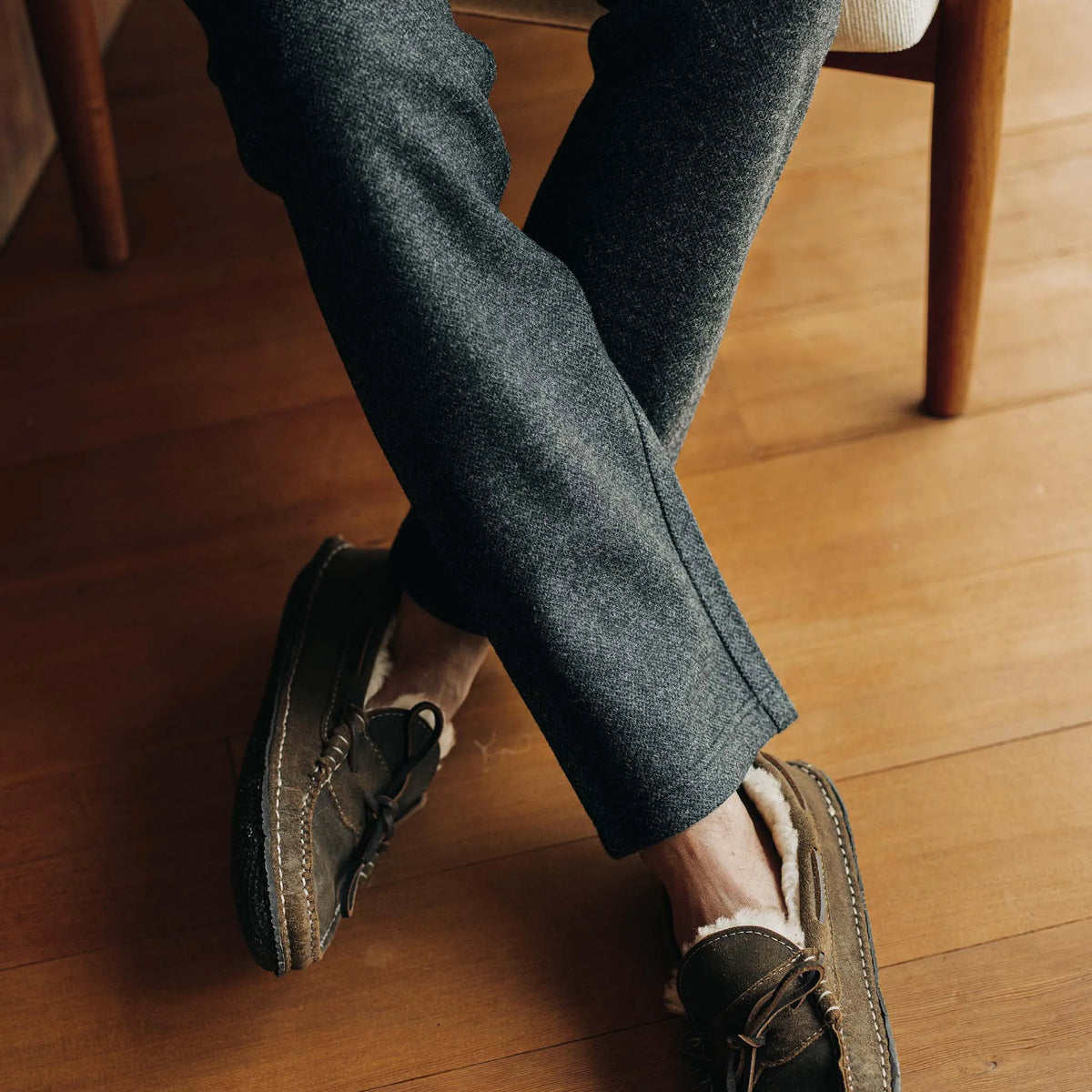 The Weekend Pant in Charcoal Herringbone Wool