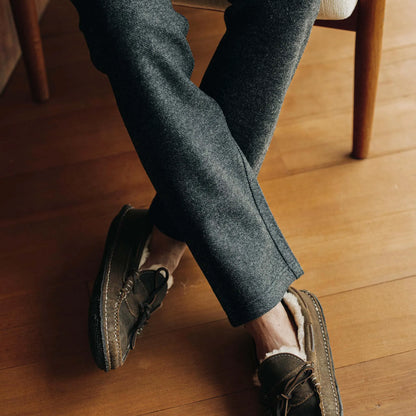 The Weekend Pant in Charcoal Herringbone Wool